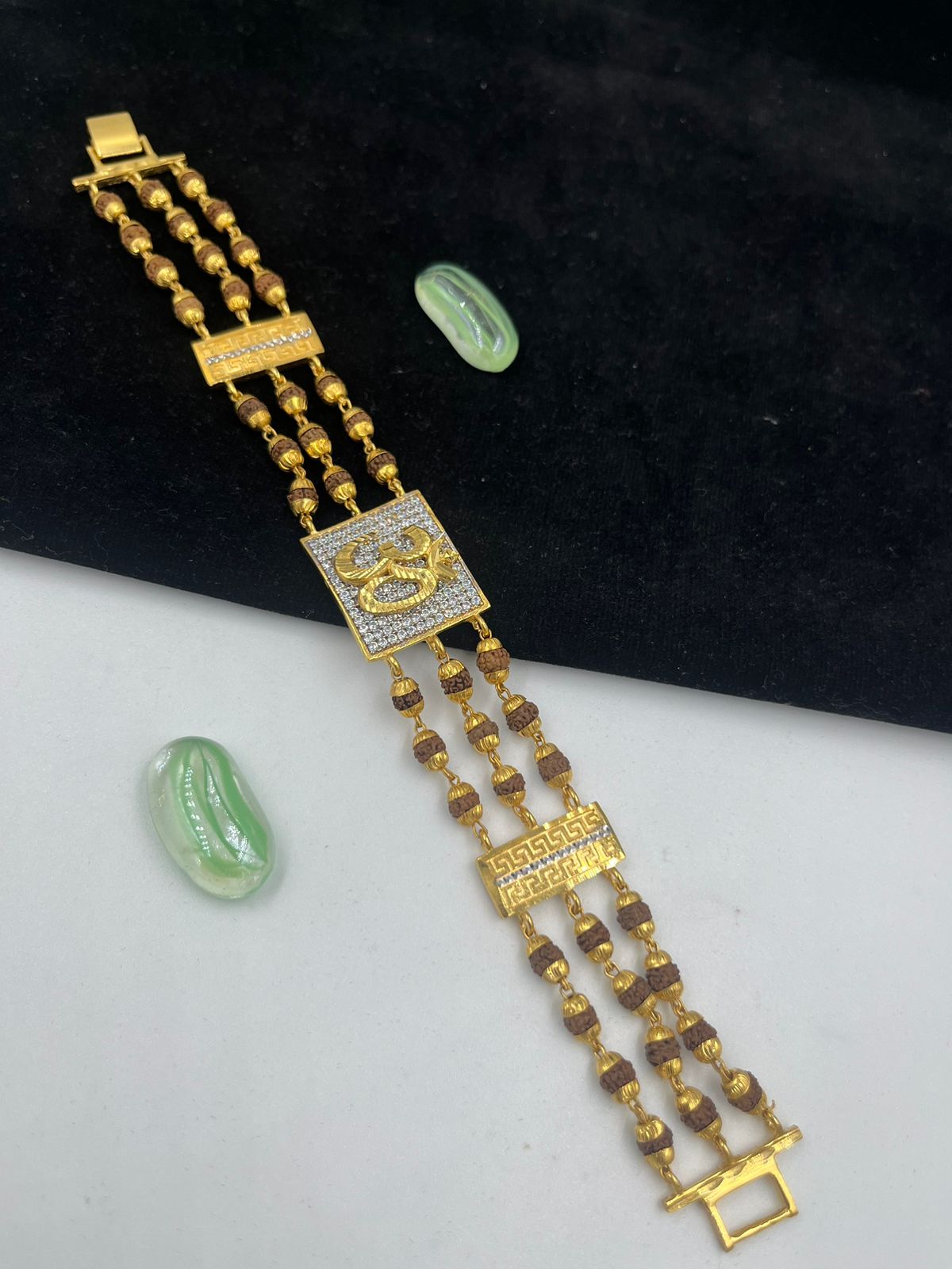 Fashionable Gold Plated Rudraksha Mens Bracelets - getmahadevproducts